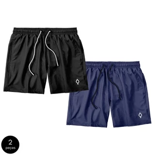 Kit 2 Shorts Masculino Mauricinho Praia Verão Corrida Resina Tactel com elastano com bolsos