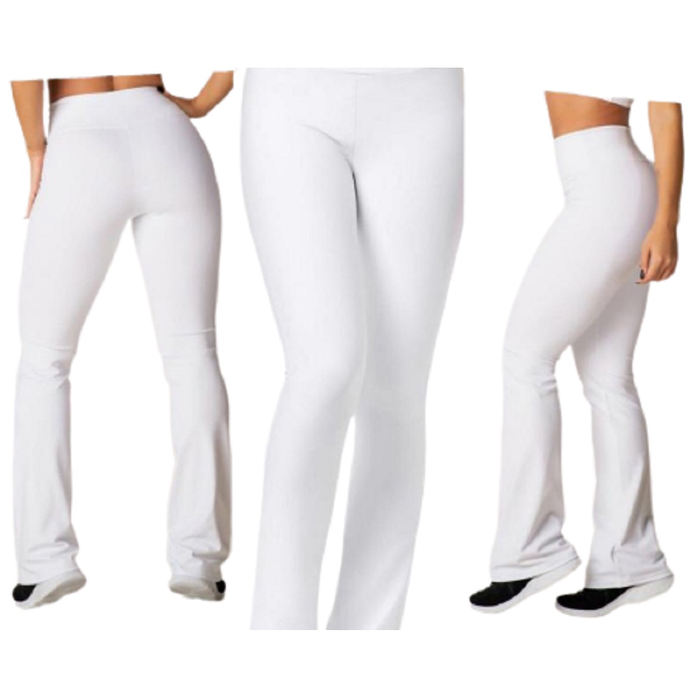 Calça Legging Branca Feminina Lisa Fitness Suplex Enfermagem - Academia -  Esteticista