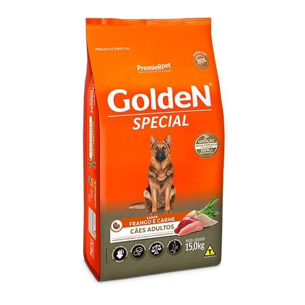 Ração Golden Special Cães Adultos Frango e Carne - 15Kg