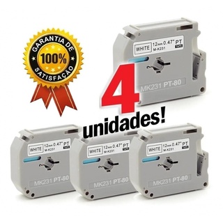 4 Fitas Compatível Etiquetador Brother Pt-70 Pt-80 Pt-90