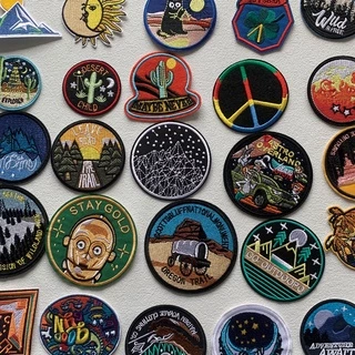 Bordados Paisagísticos Cartoon Patch Wave Applique Patches Para Roupas Termoadesivos Em Adesivos Cartas