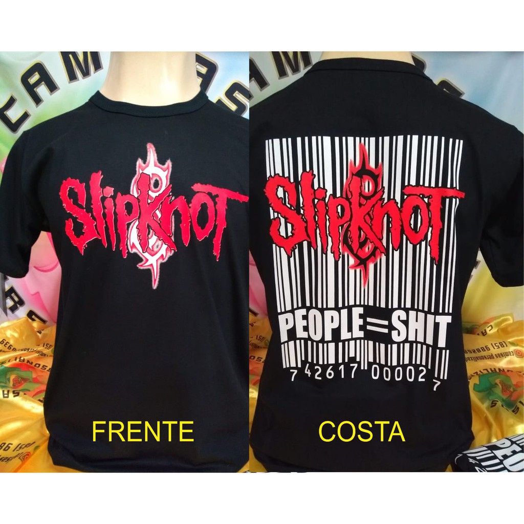 Slipknot people=shit camiseta preta banda rock 100% Algodão