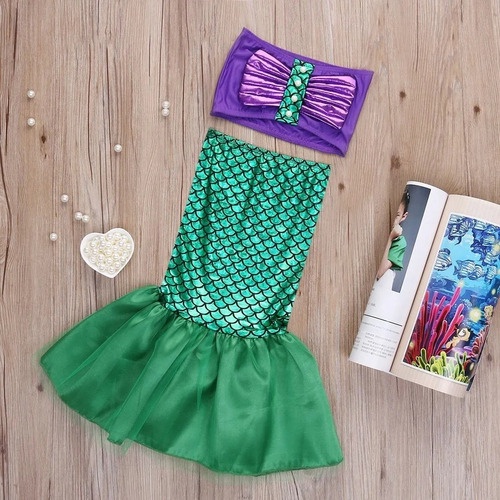 Sereia Infantil | Conjunto roupa sereia reutilizável para meninas,Vestido  Tutu para Meninas para Concurso Aniversário Festa Casamento Fovolat