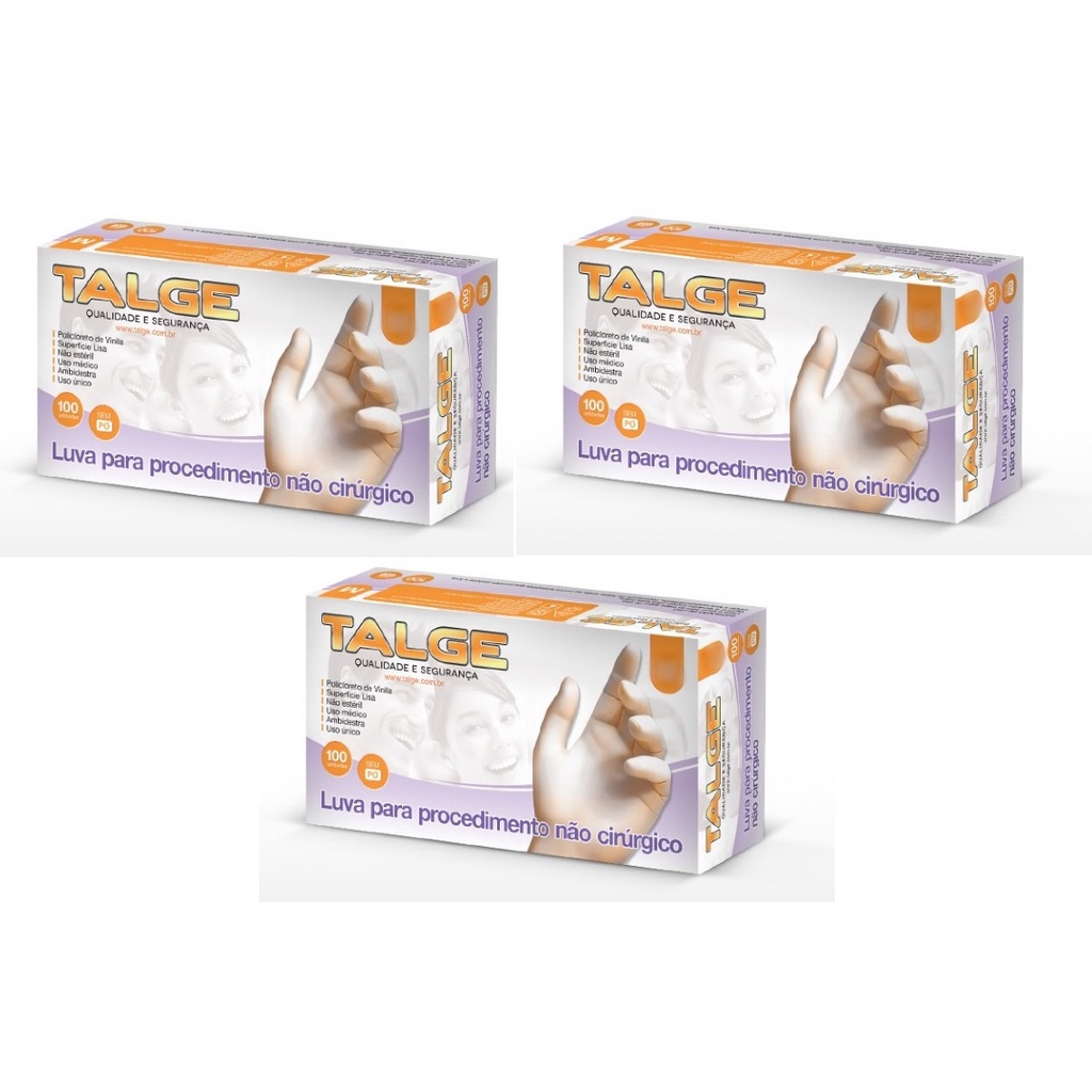 Kit Luva De Vinil Talge Sem Pó G 300 Unidades