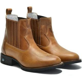 Botina Bota Country Texana Masculina Bico Redondo Couro Bovino Estilo Mateira Vaqueira Trabalho Lida