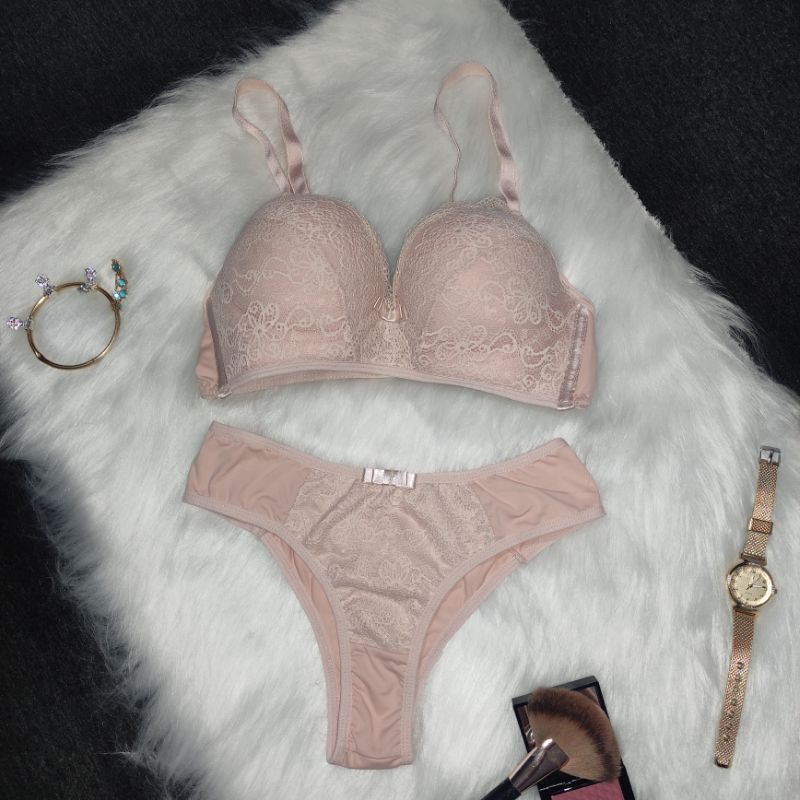 Conjunto Lingerie Calcinha E Suti Nude C Bojo Shopee Brasil