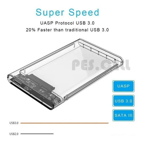 Case Para Hd Externo Transparente Notebook Sata 2.5 Usb 3.0