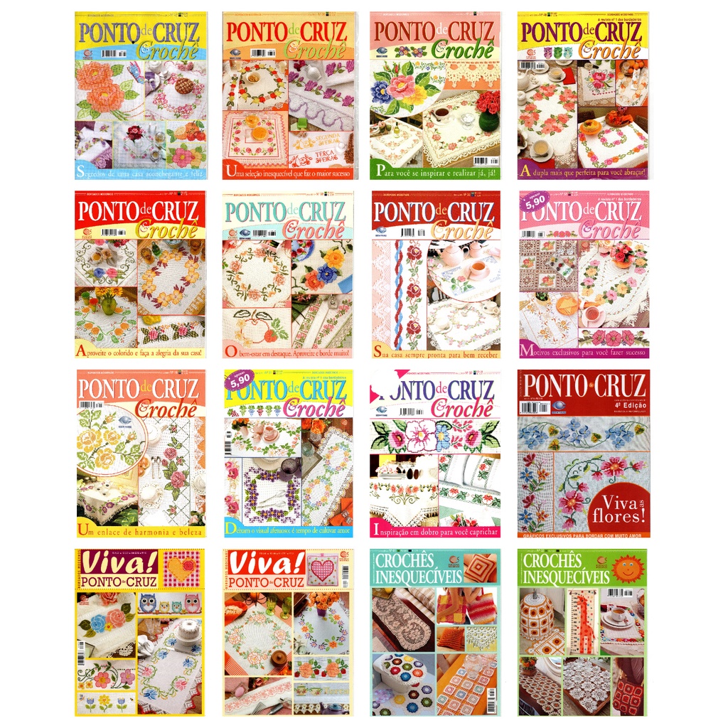 16 Revistas Ponto Cruz & Crochê Ed. Bordados Modernos Lote 1