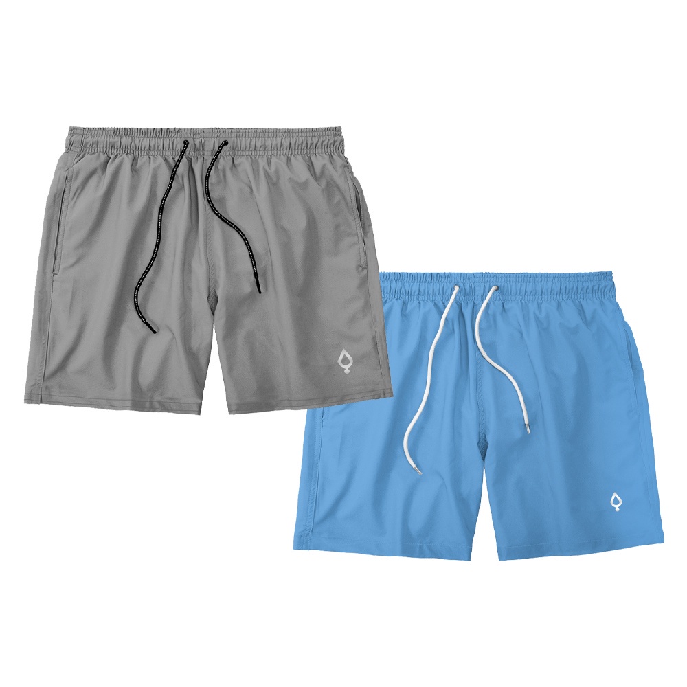 Kit 2 Shorts Resina Bermuda Praia Tactel Liso Masculino Mauricinho