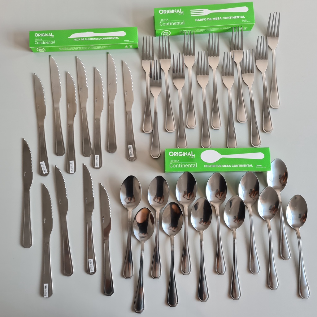 Jogo De Talheres Inox 36 Peças - Continental - Garfo, Faca E Colher