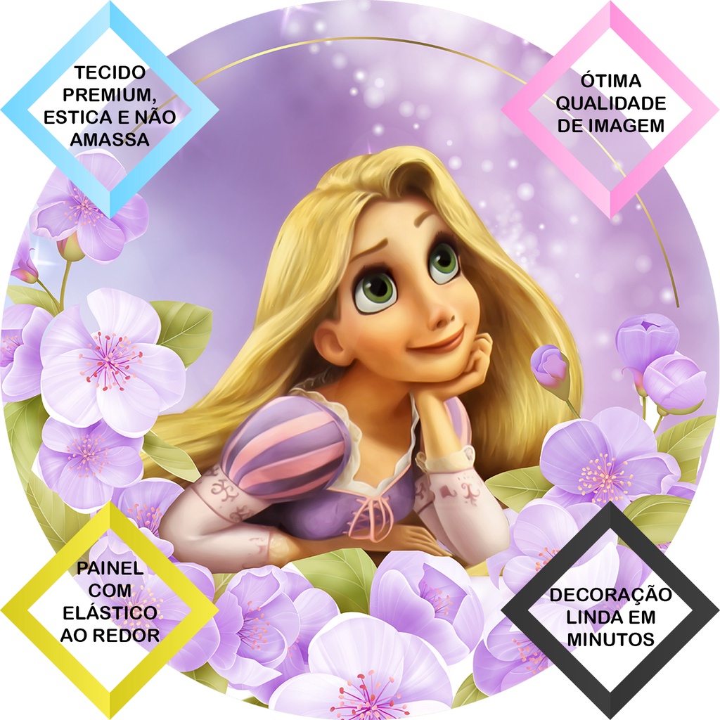 Painel De Festa Redondo Em Tecido D Rapunzel Enrolados Brilho E Luzes Shopee Brasil