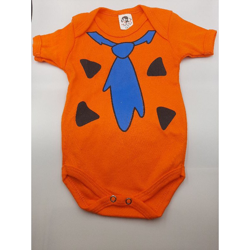 Macacão body infantil bebê temático mesversario fantasia fred Flintstone