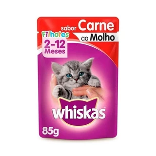 Ração Úmida Whiskas Sachê Gatos Filhotes Carne ao Molho 85g