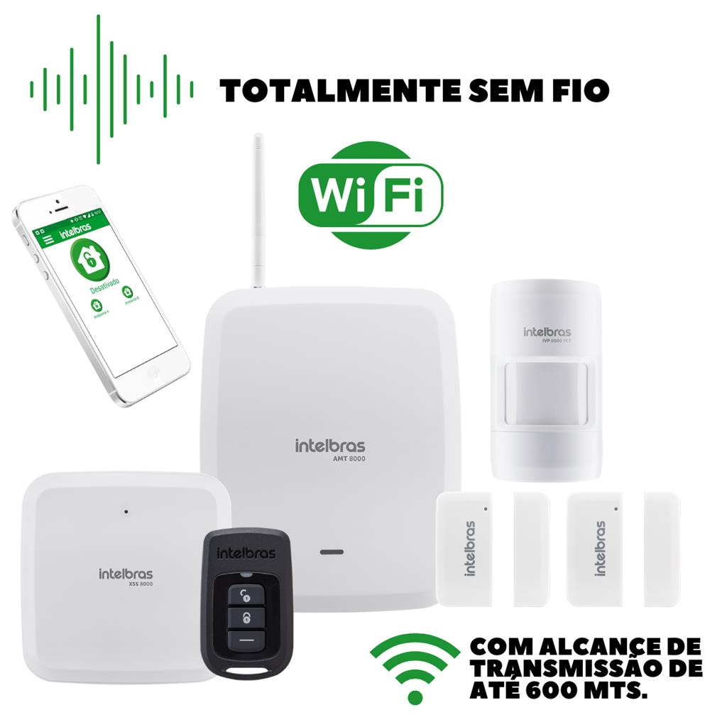 Kit De Sistema De Alarme S/ Fio Amt 8000 Slim Intelbras
