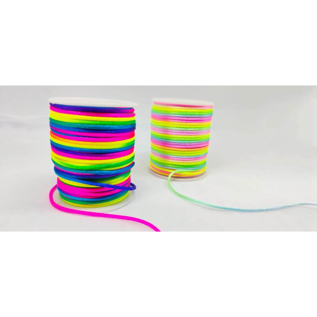 Cordao Rabo de Rato Cetim multicolorido - 2mm - 50 Metros | Shopee Brasil