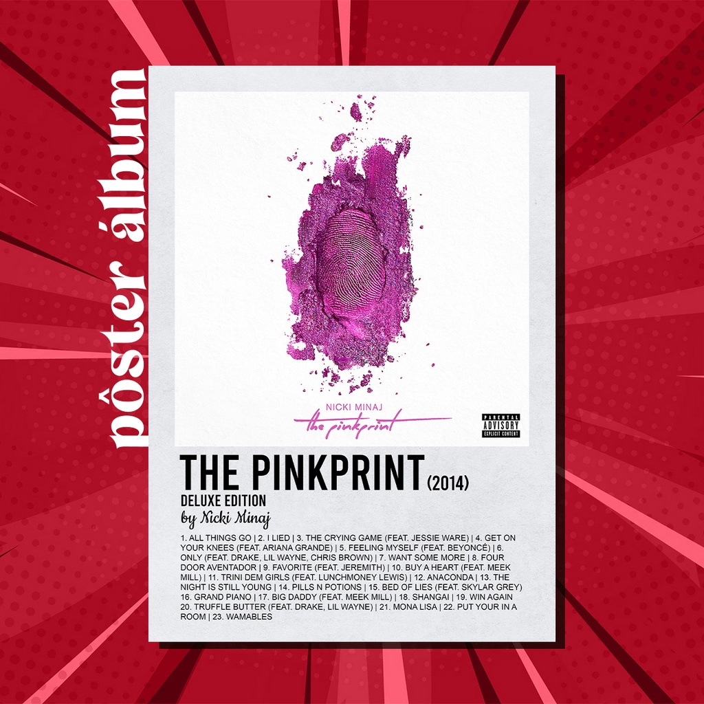 Pôster Álbum The Pinkprint Deluxe Edition Nicki Minaj Shopee Brasil 5070