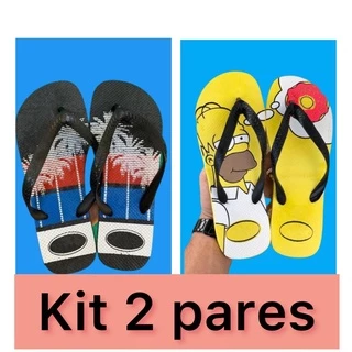 kit chinelo masculino adulto 2 pares sandália