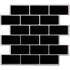 Pastilha Adesiva Resinada Metrô Black Parede Cozinha 30x26cm