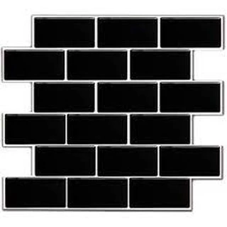 Pastilha Adesiva Resinada Metrô Black Parede Cozinha 30x26cm