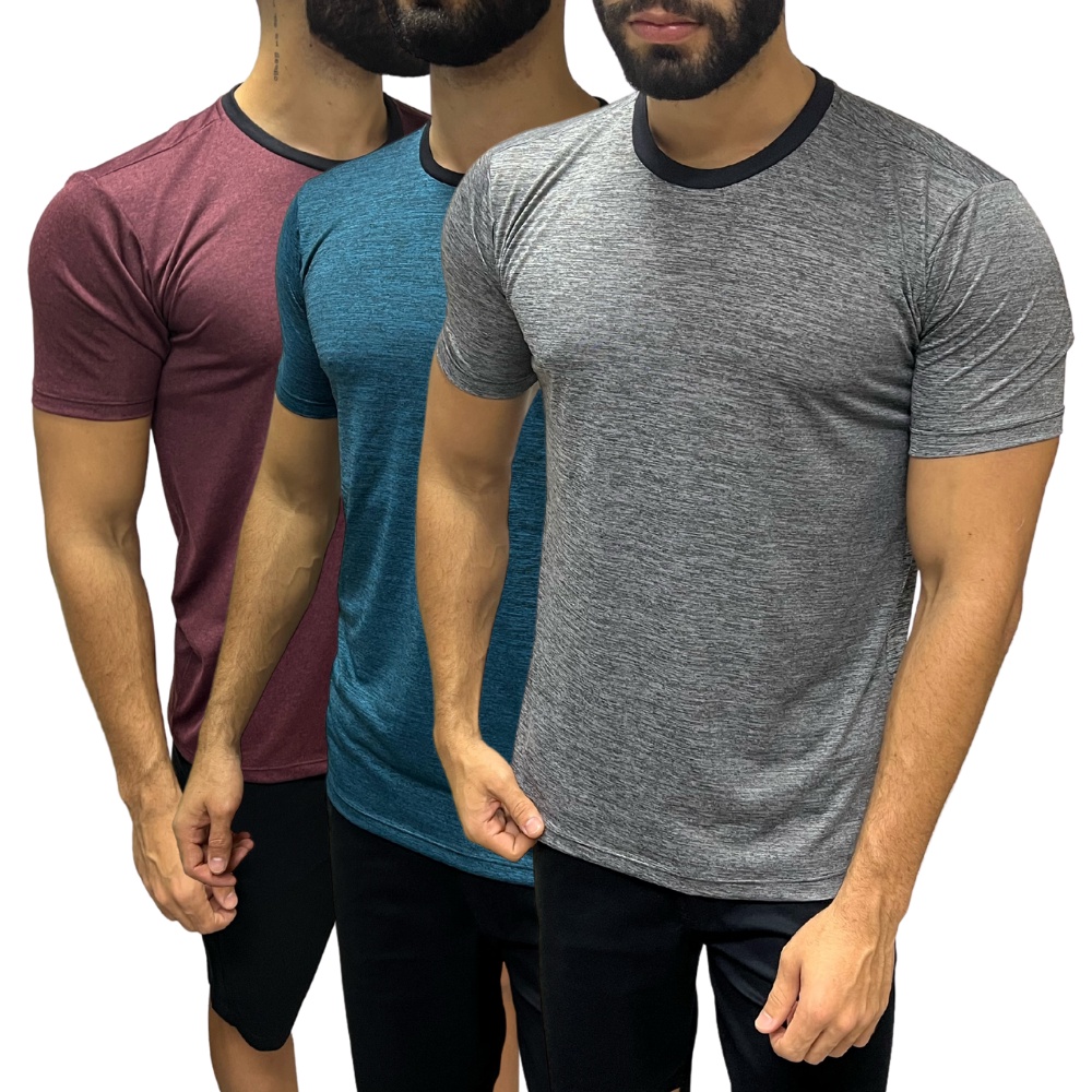 Kit 3 Camisa Dry Fit Masculina De Academia Tecido Exclusivo