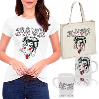 Kit Combo Camiseta Banda Stray Cats + Sacola Ecobag + Caneca