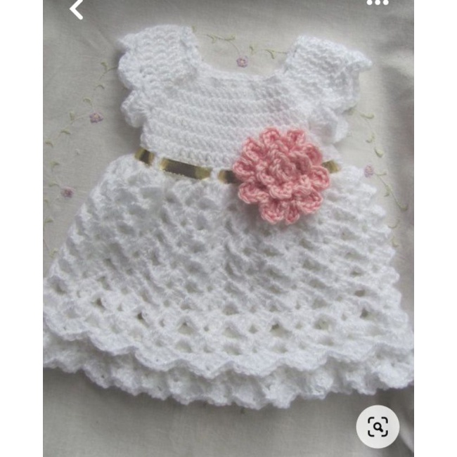 Vestido de croche infantil best sale para batizado