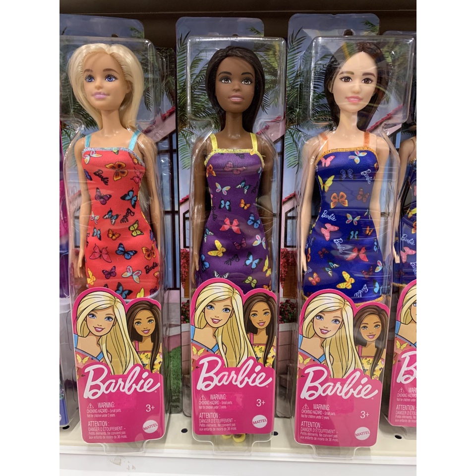 Caixa com 12 Unidades Boneca Barbie Loira Vestido Borboleta Mattel