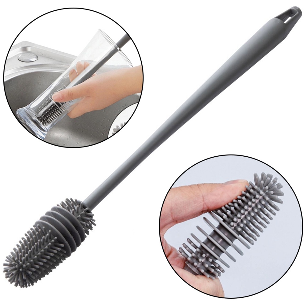 Escova De Lavar Garrafa Mamadeira Copo Taça Silicone