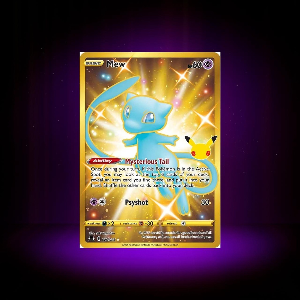 Mew Dourado Foil Celebrações Pokémon Carta Português 25/25 em