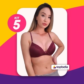Sutiã com Renda Kit c/ 5 Sutian com Bojo Soutien Confortável com Preço de Fábrica