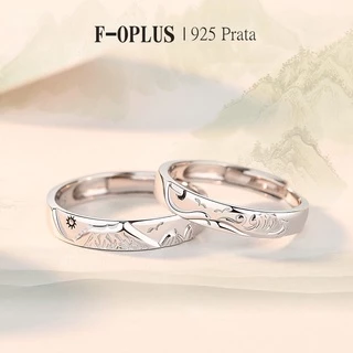 F-OPLUS | Anel Aliança de Namoro Prata 925 Ajustável,Aliança de Casamento Compromisso Noivado SRC197