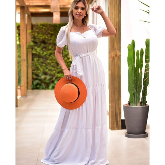 Vestido branco longo noiva ch revela o