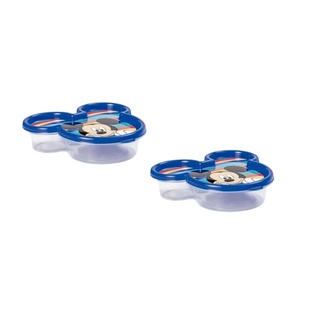 Kit 2 Pote Rosto Mickey Azul Listrado 320ml Plasútil