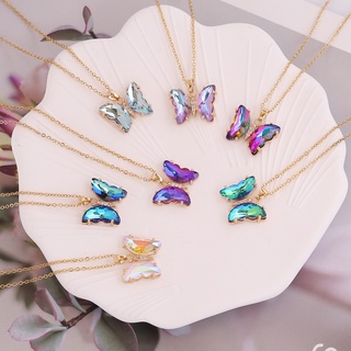 Colar De Cristal Requintado Pingente Borboleta Ins Girl Novo