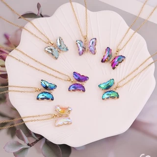 Colar Feminino Com Pingente De Borboleta De Cristal