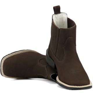 Botina Country Bota Texana Couro Legitimo Bico Quadrado Masculina Montaria