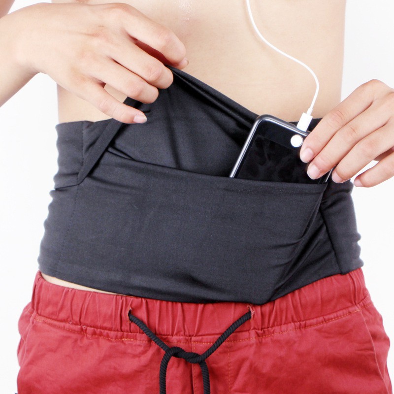 Bolsa De Cintura De Corrida De 9,7 Polegadas Grandes Bolsos Invisíveis Suporte Para Celular Cinto Ginástica Acessórios Esportivos