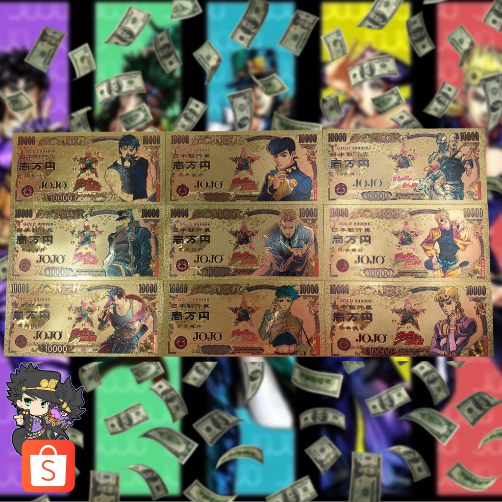 Cédula comemorativa anime Jojo Bizarre Adventure 10.000 Yen Nippon Ginko Shopee Brasil