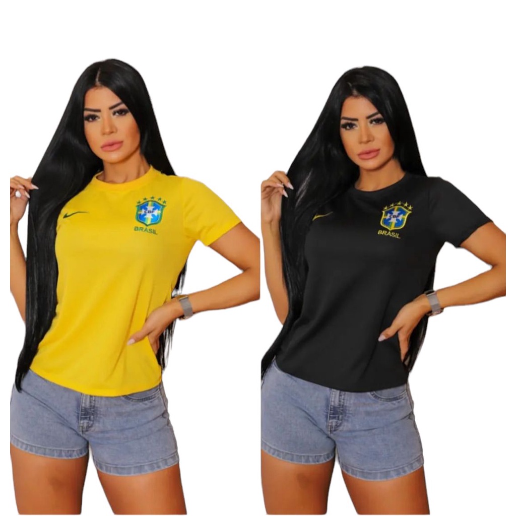 Camiseta Feminina Brasil Estrela Verde Uzzy Algodão