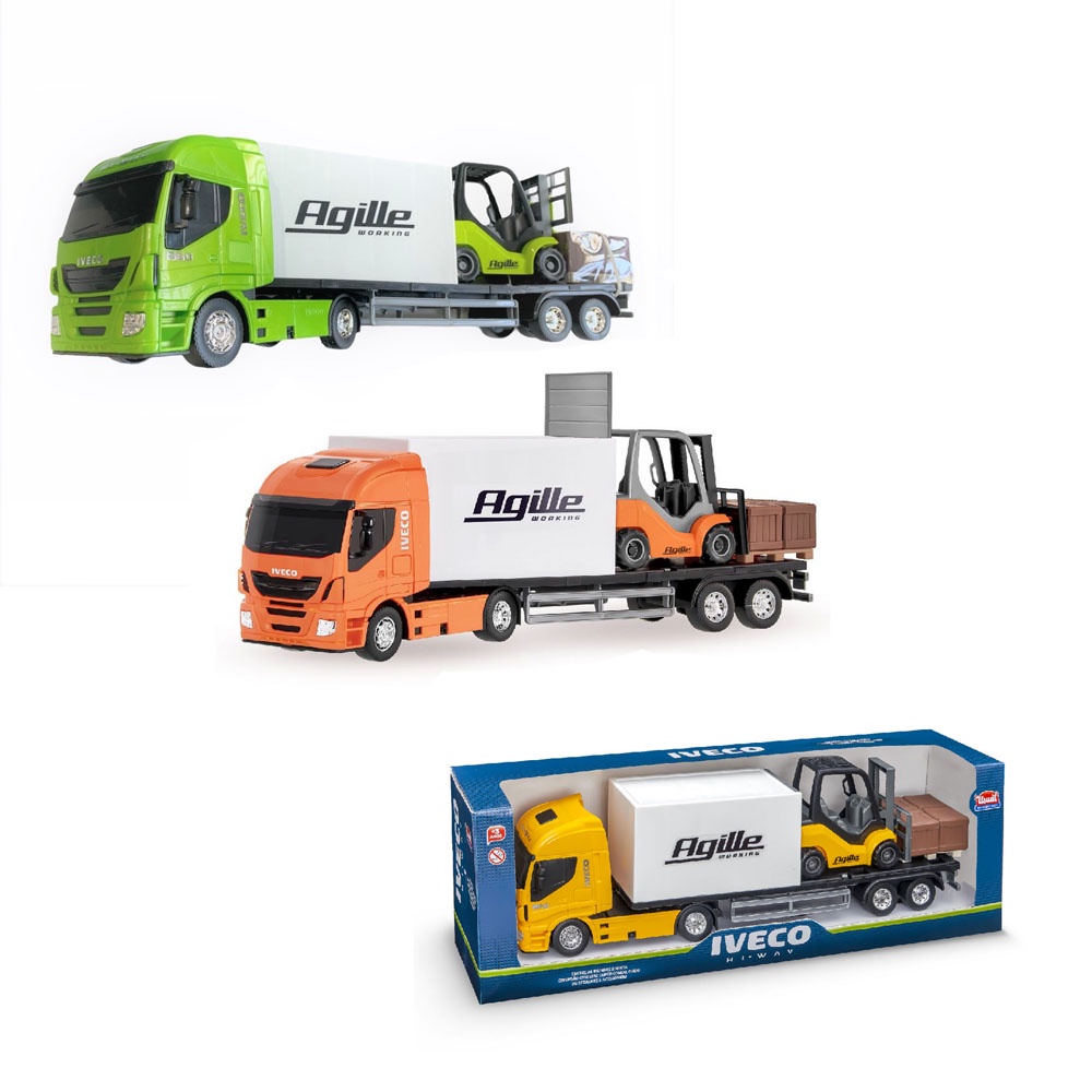 Brinquedo Carreta Iveco Hi-way Com Empilhadeira Agille