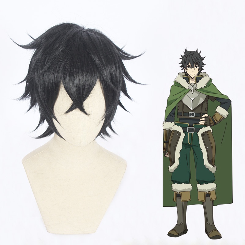 Anime A Crescimento Do Escudo Herói Naofumi Iwatani Cosplay Cabelo Curto Preto Tate no Yuusha Peruca Masculina