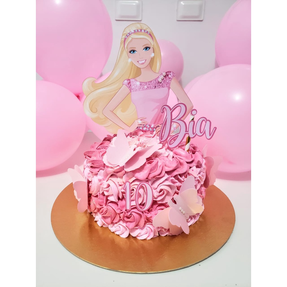 Topo de Bolo Barbie Star - Personalizado com nome e idade