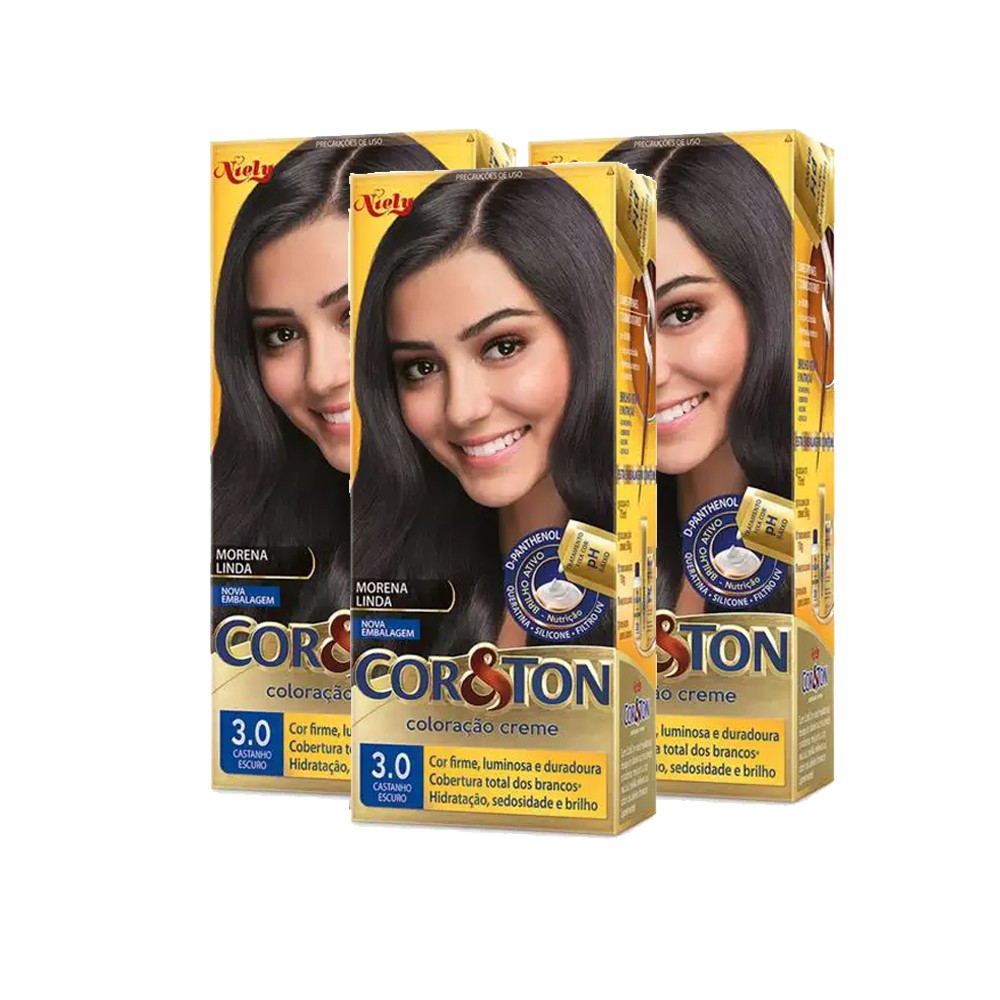 KIT 3 Tintura Cor&Ton MORENA LINDA 3.0 | Shopee Brasil