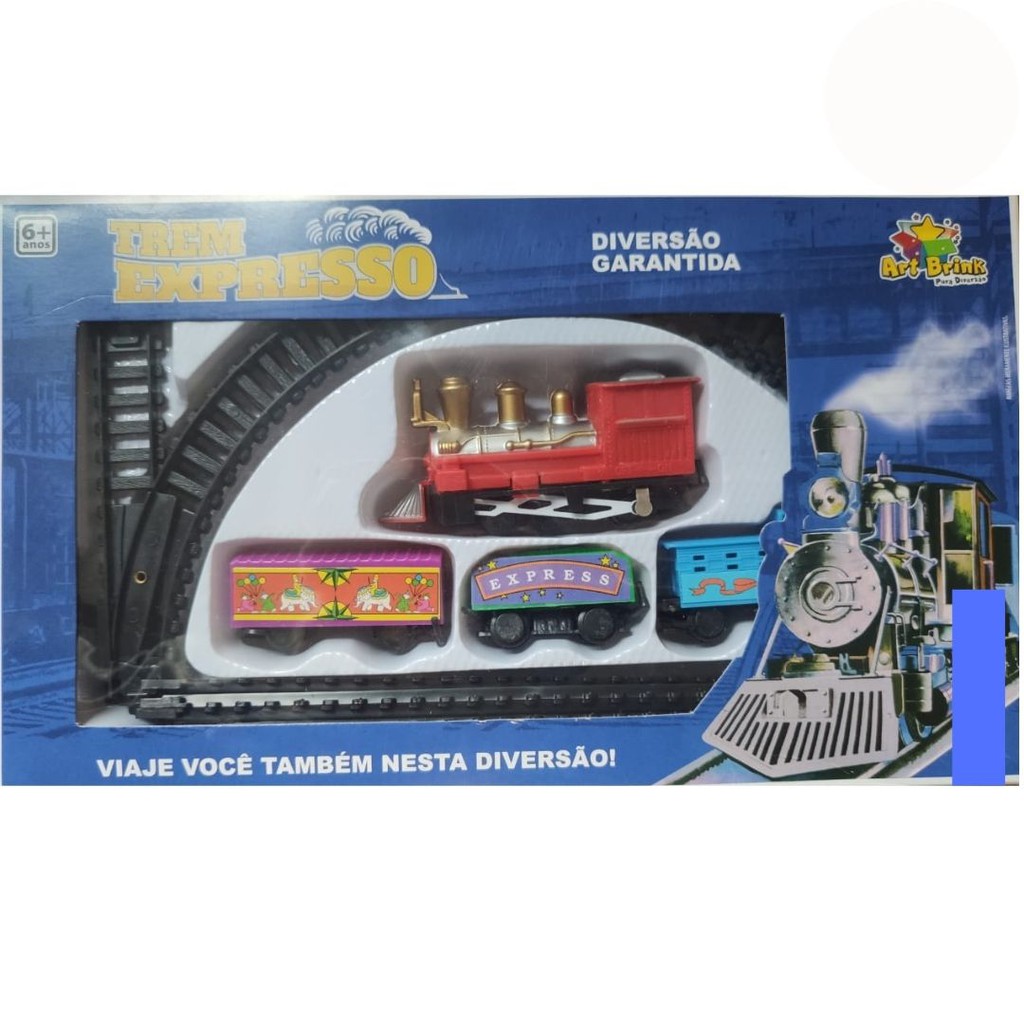 Brinquedo Trem Expresso Com 4 Vagões E Trilho Oval 78cmx26cm