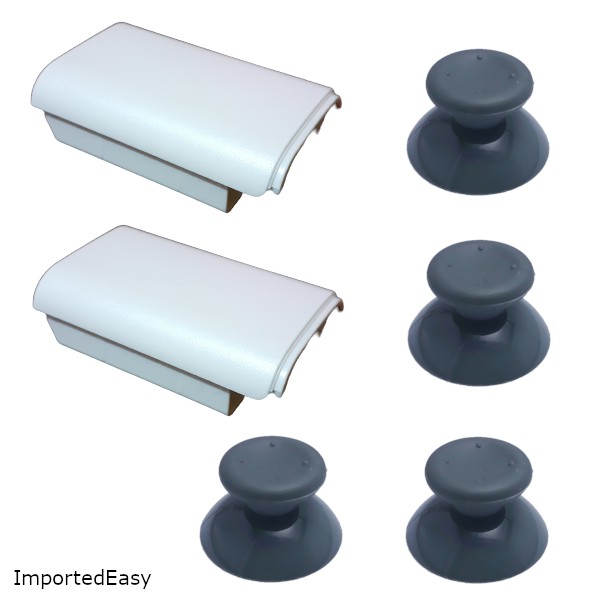 Kit 4 Botões analógicos e 2 Tampa suporte das pilhas para controles do Xbox 360 Branco