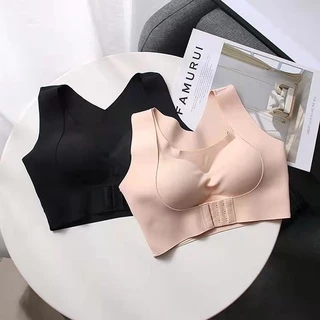 Sutiã Feminino Seda Fria Sem Costura Fivela Frontal Sem Aro Peça Íntima Feminina