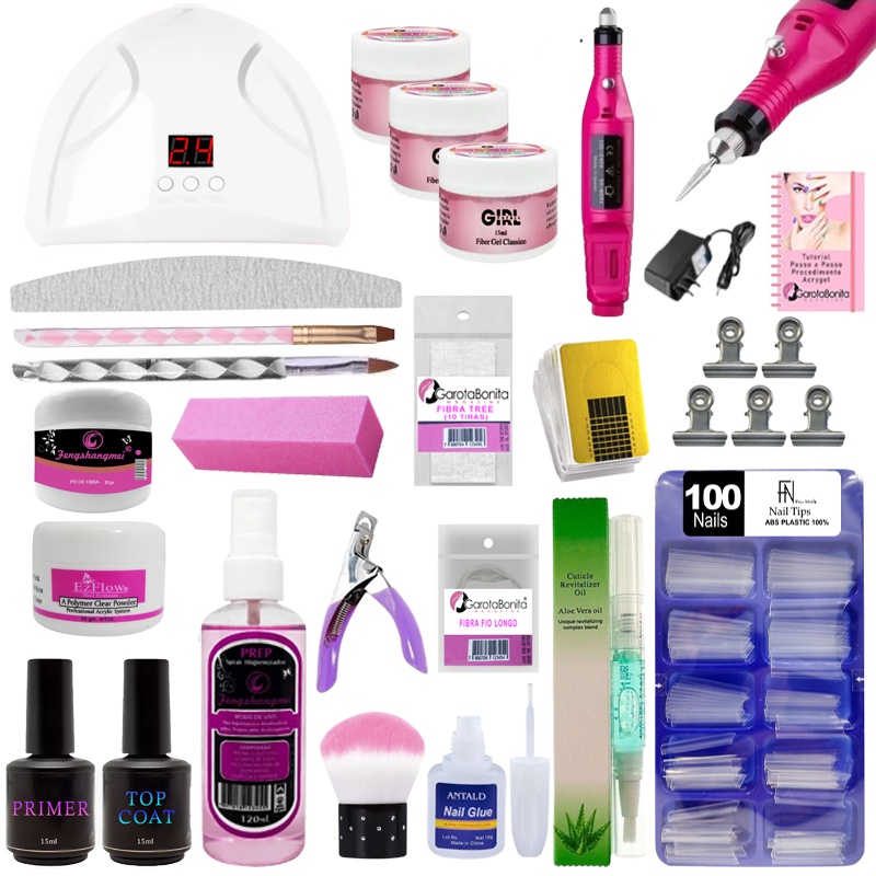 Kit Acrigel Acrygel Unhas Alongamento Completo Cabine 36w | Shopee Brasil