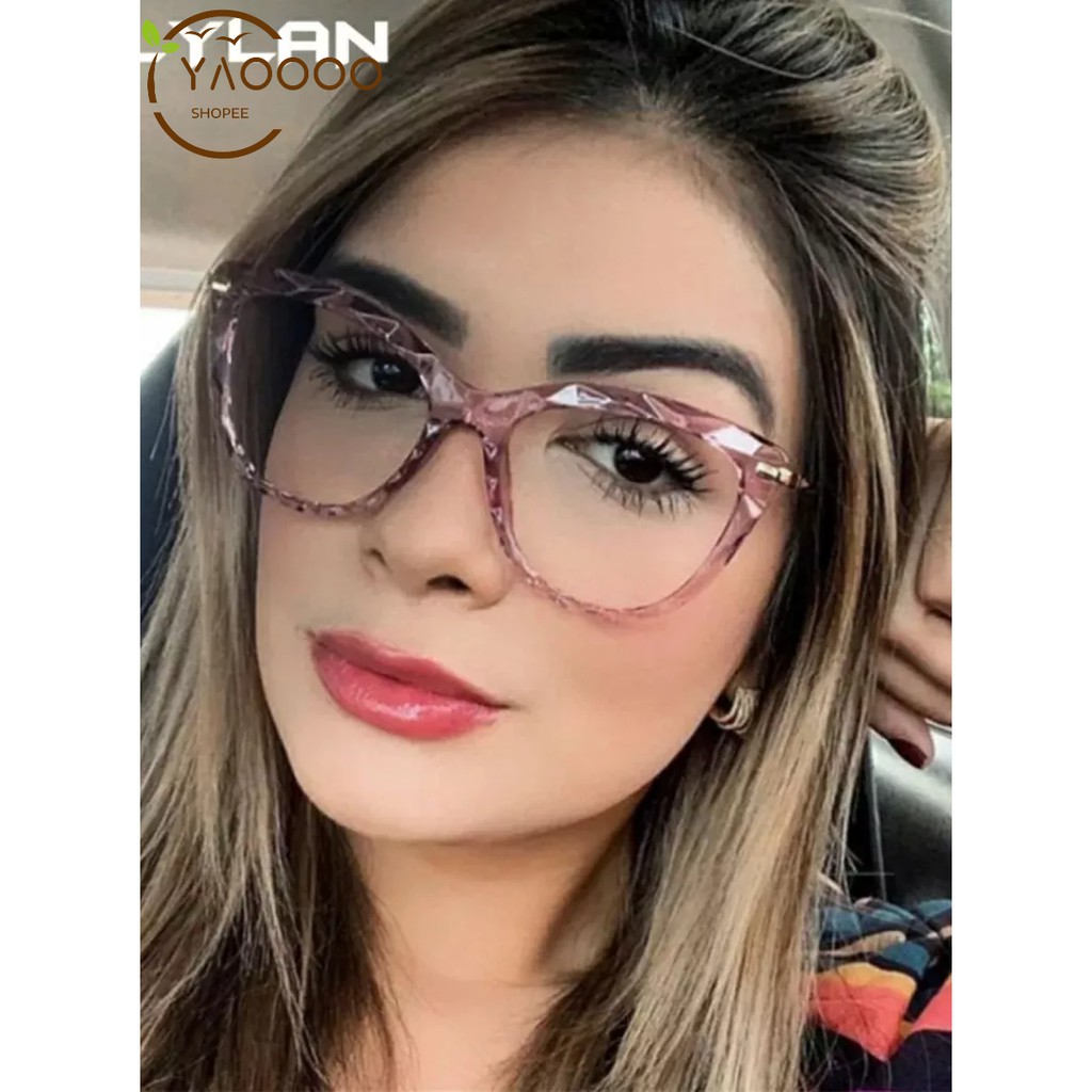Armação Óculos Sem Grau Feminino Cristal Lapidado Grande 6605
