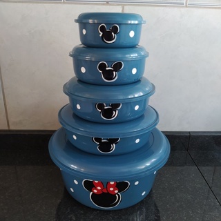 Kit 5 potes azul Mickey e Minnie