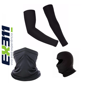 Kit ciclismo manguito + bandana + balaclava touca ninja gorro proteção UV50+ motoboy ciclista militar paintball kart pesca lenço para proteção facial